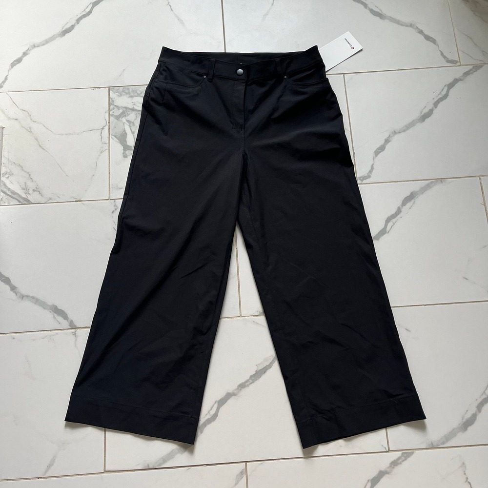 NWT Lululemon City Sleek 5 Pocket High-Rise Wide-Leg Pant 7/8 Length Black sz 31